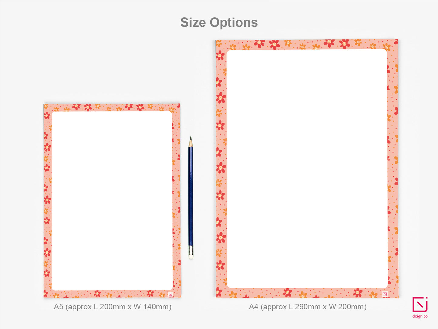 diva dahlia orange flowers design personalised notepad a5 and a4 sizes