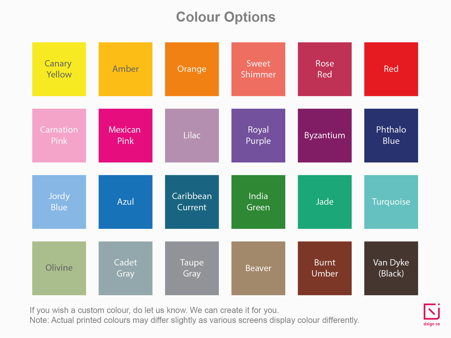 24 colour options to choose for personalised title name on notepad