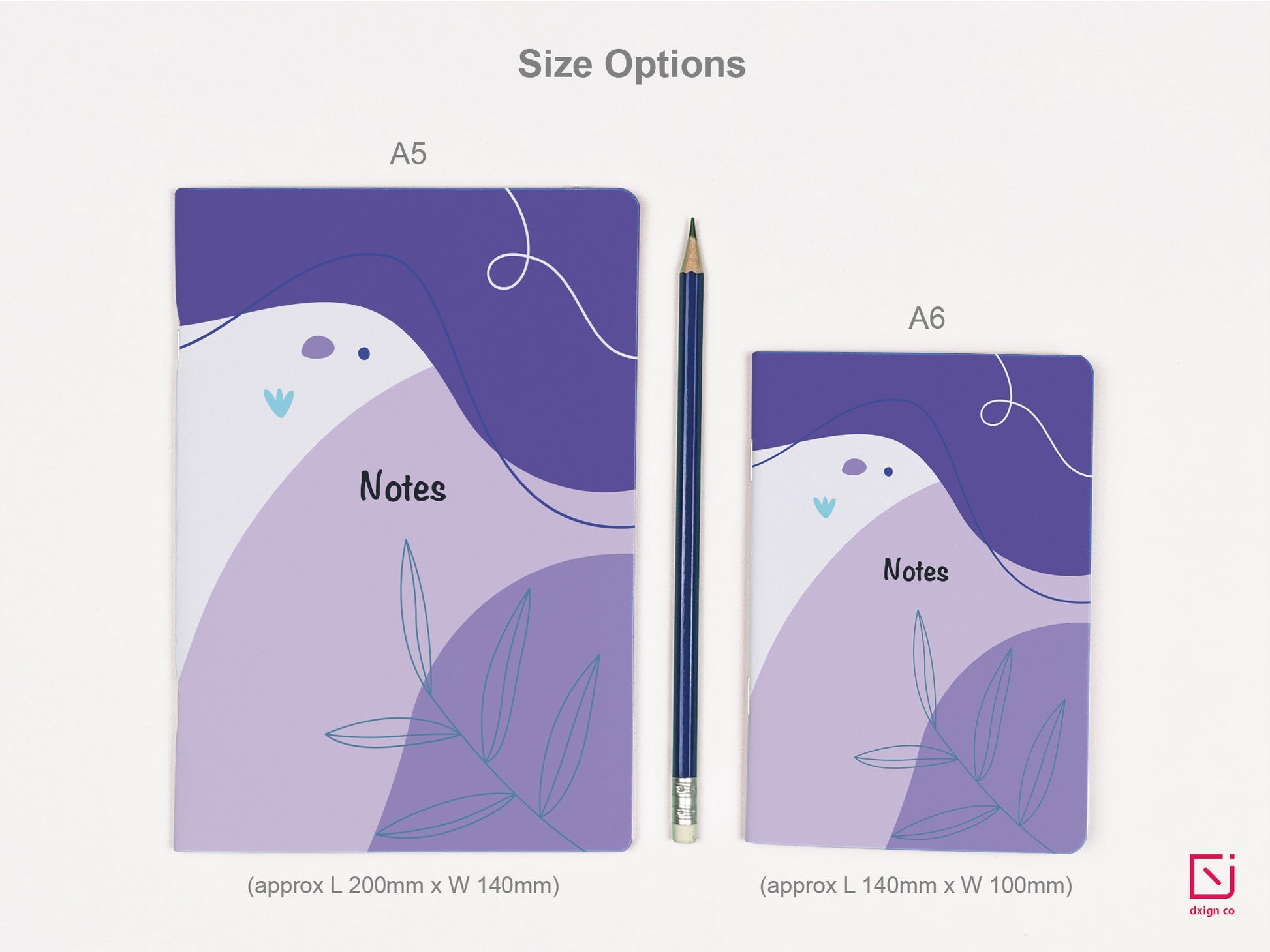 may night salvia abstract purple leaves design personalised notebook a5 and a6 sizes
