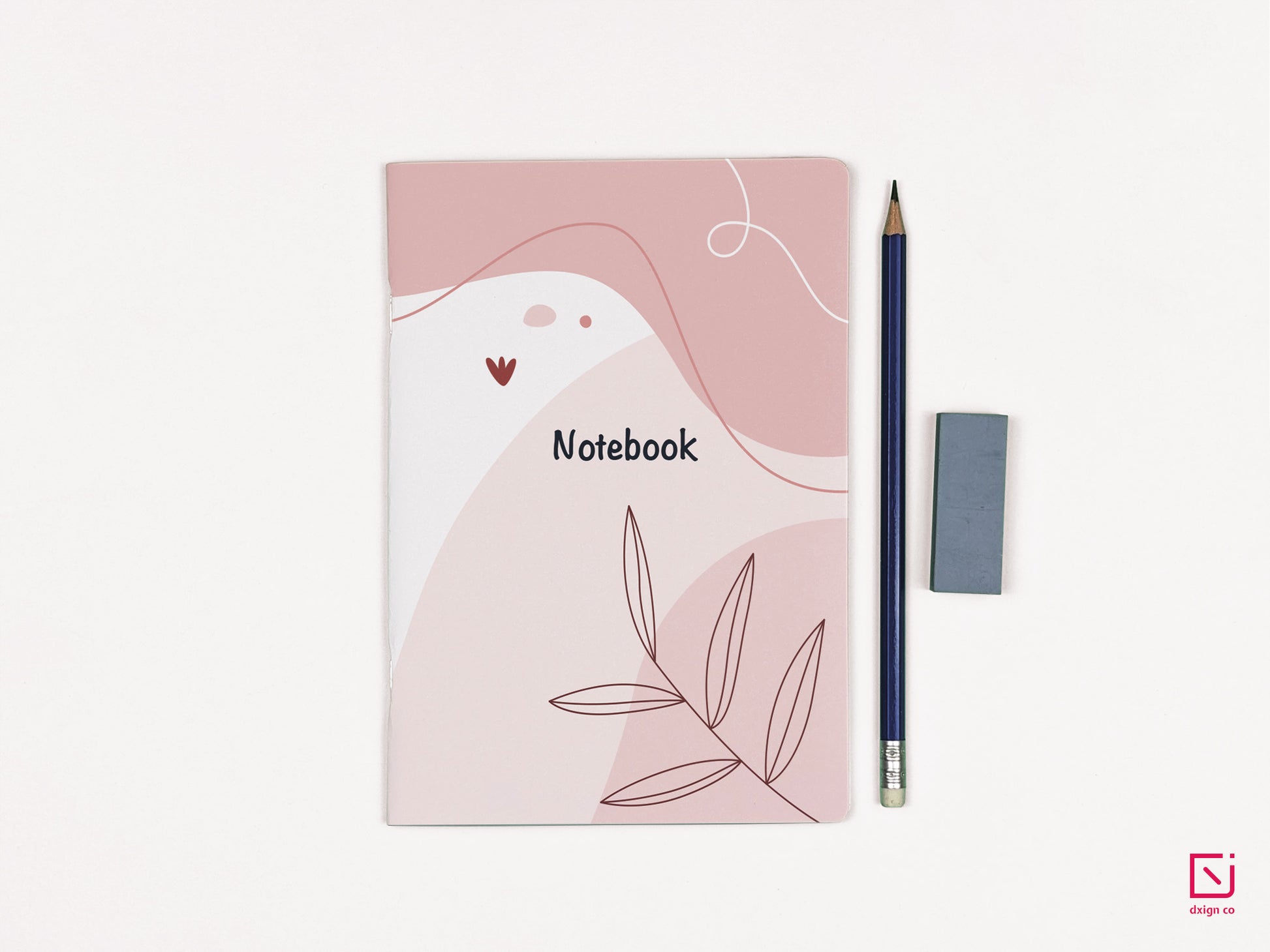 sweet rode abstract pink leaves design personalised notebook