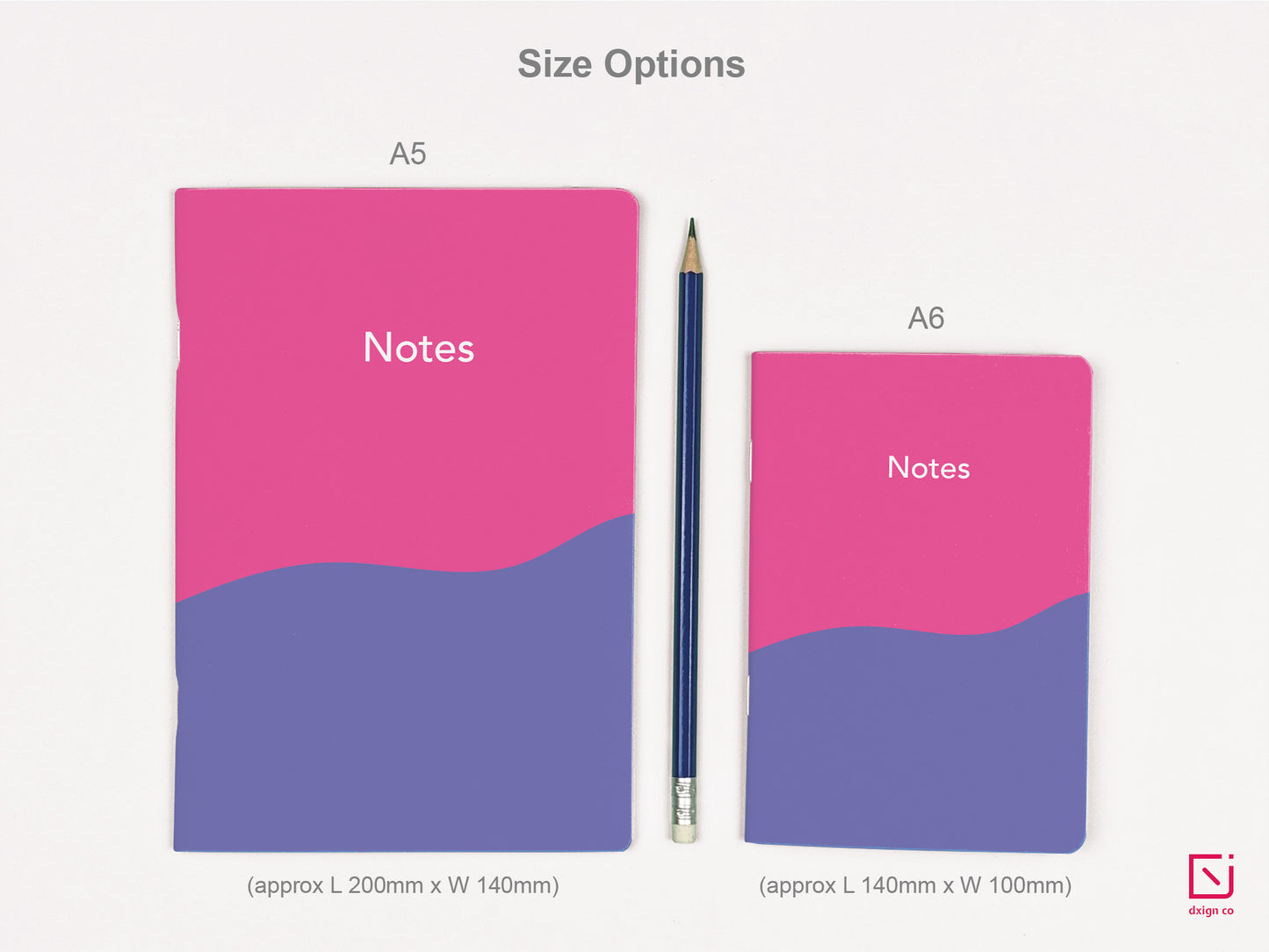 blue tango abstract pink purple white design personalised notebook a5 and a6 sizes