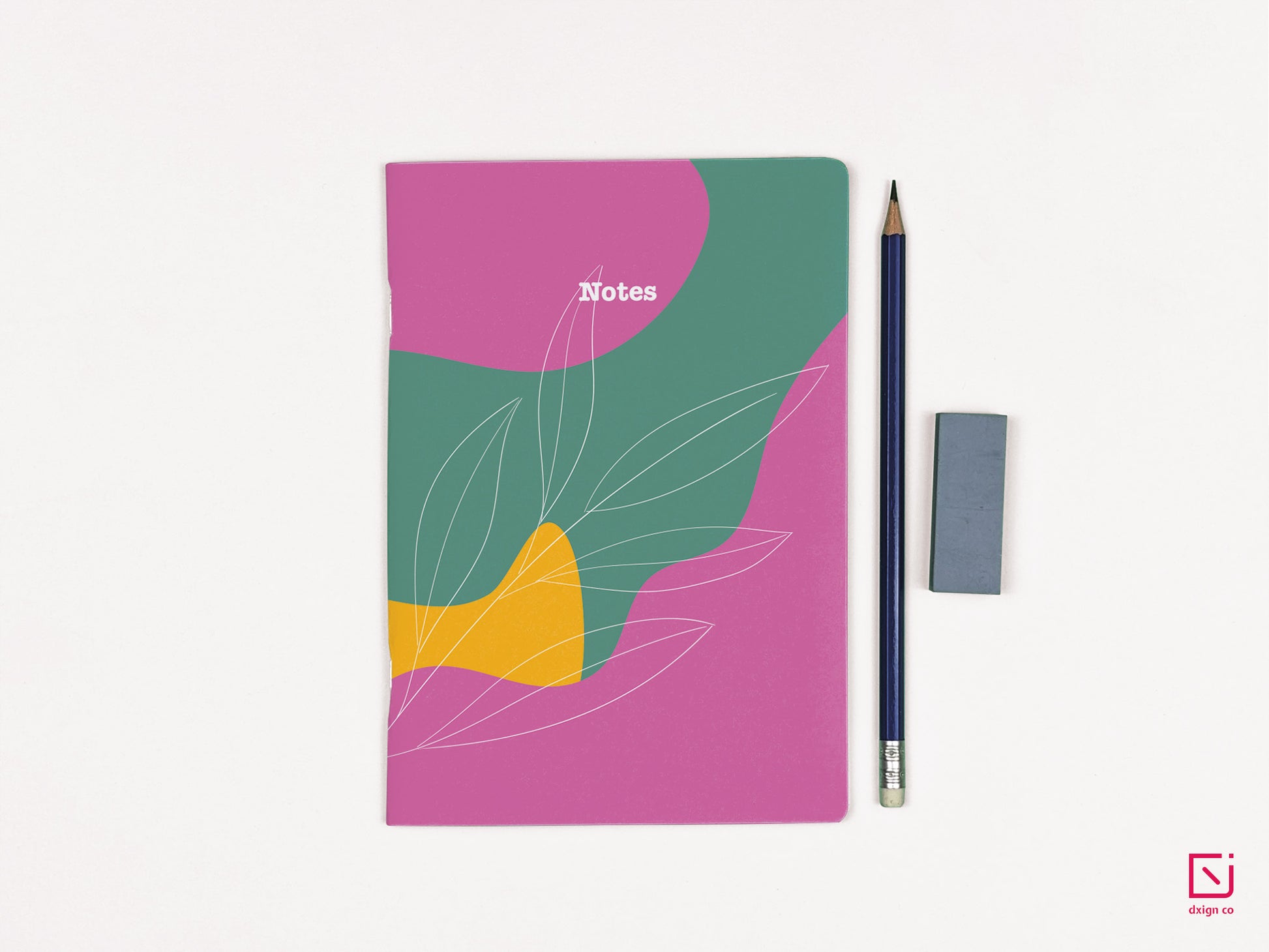 garden_phlox pink green yellow design personalised notebook