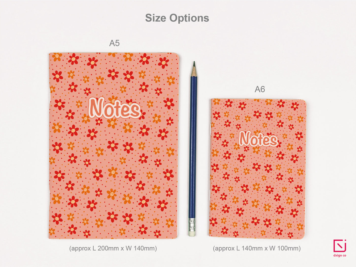 diva dahlia orange flowers design personalised notebook a5 and a6 sizes