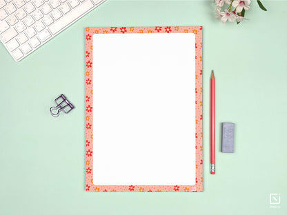 diva dahlia orange flowers design personalised large notepad on a desk