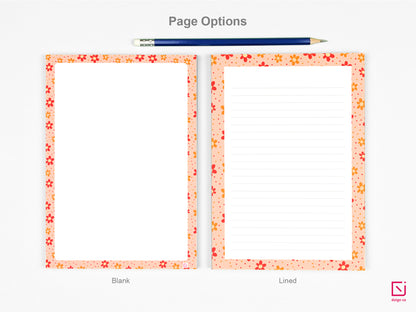 diva dahlia orange flowers design personalised notepad page options blank or lined