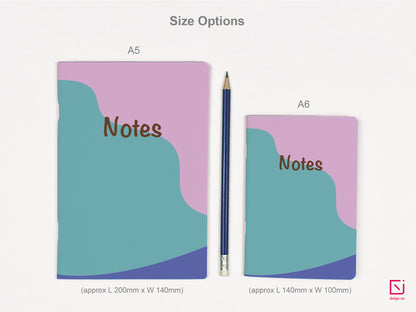 blue bird pink teal and blue abstract design personalised notebook a5 and a6 sizes