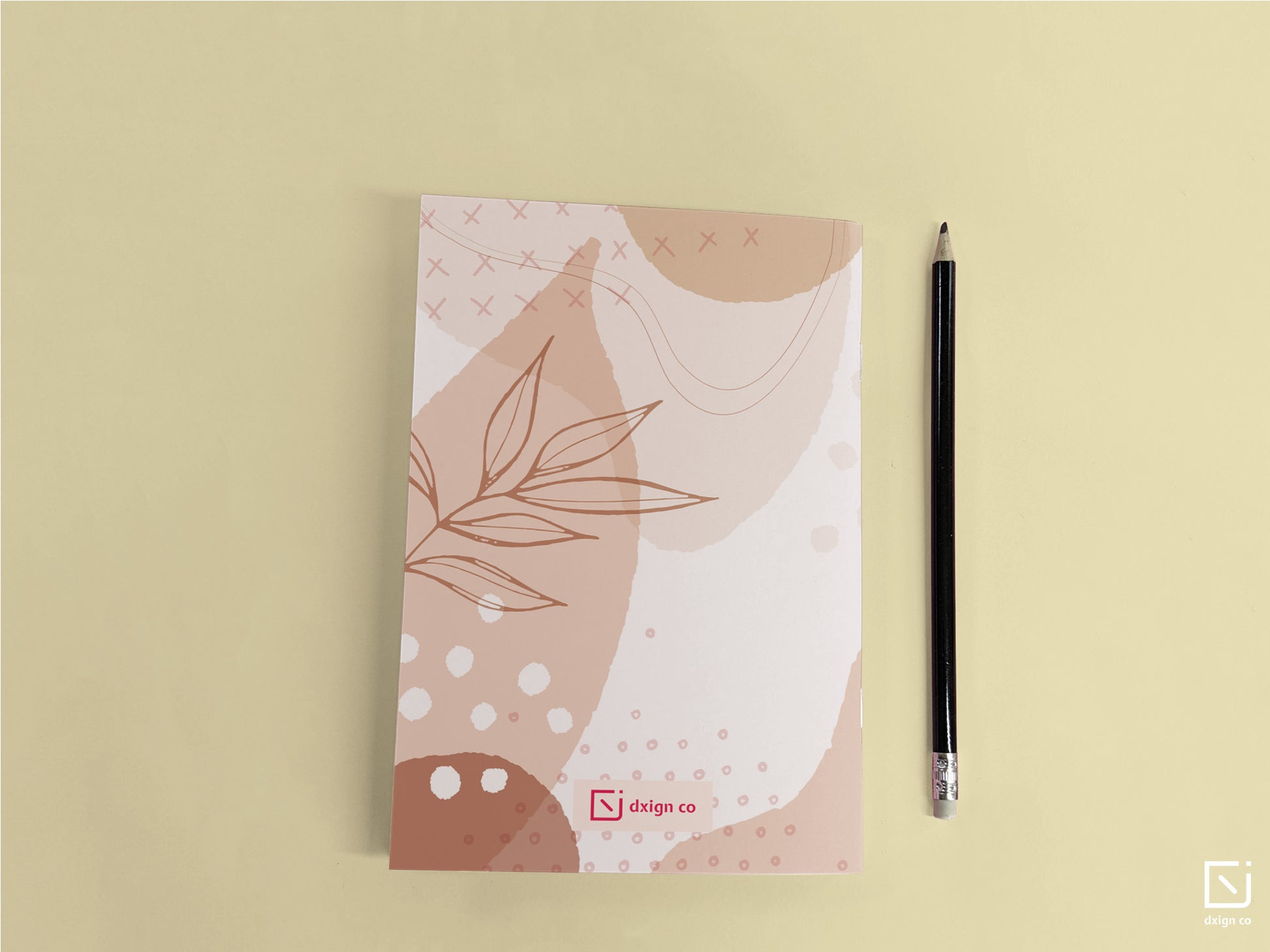 boho brown leaves design personalised notebook back cover
