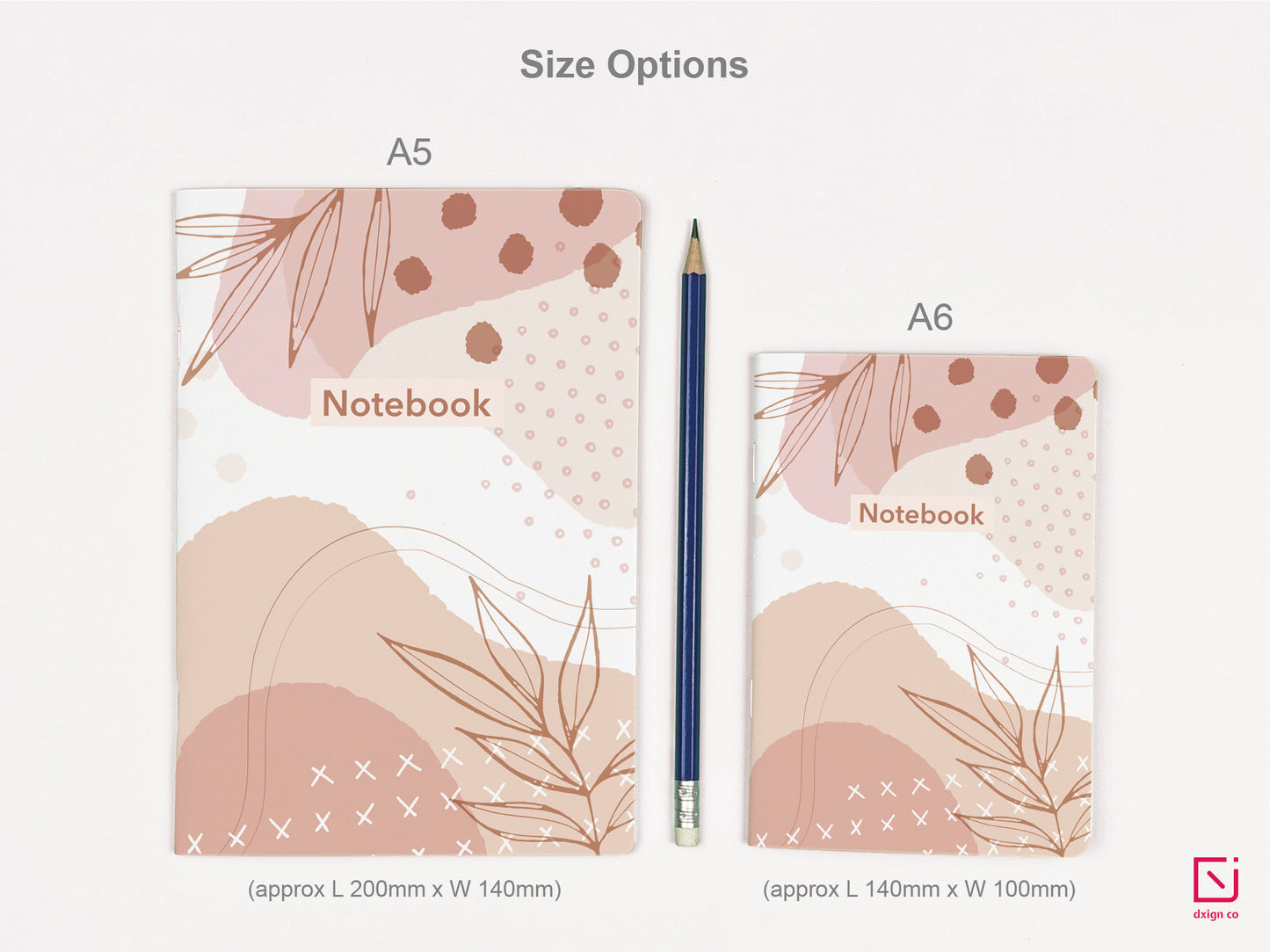 boho brown leaves design personalised notebook a5 and a6 sizes