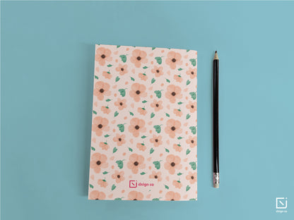 tahitian sunset pink flowers design personalised notebook back cover