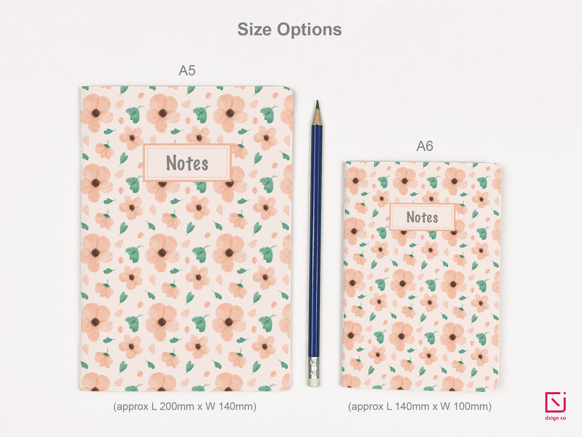 tahitian sunset pink flowers design personalised notebook a5 and a6 sizes