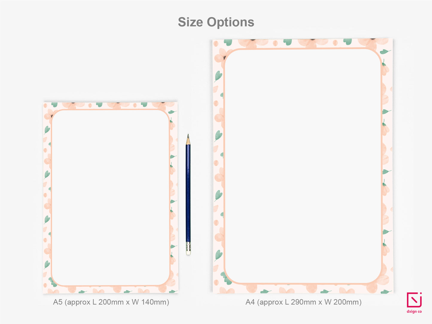 tahitian sunset pink flowers design personalised notepad a5 and a4 sizes