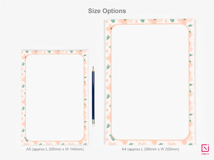 tahitian sunset pink flowers design personalised notepad a5 and a4 sizes