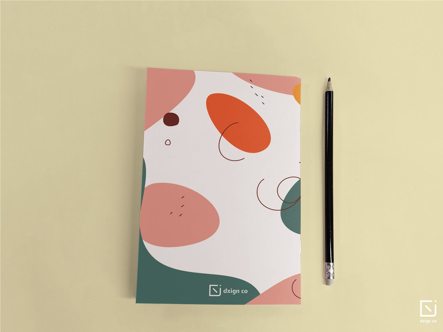 pink and green retro abstract design personalised notebook back cover