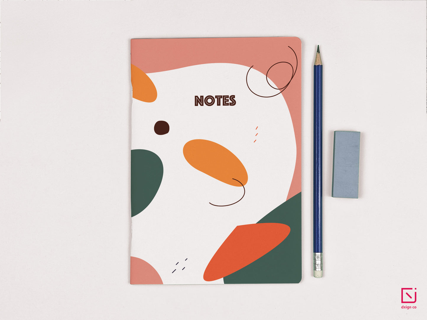 pink and green retro abstract design personalised notebook