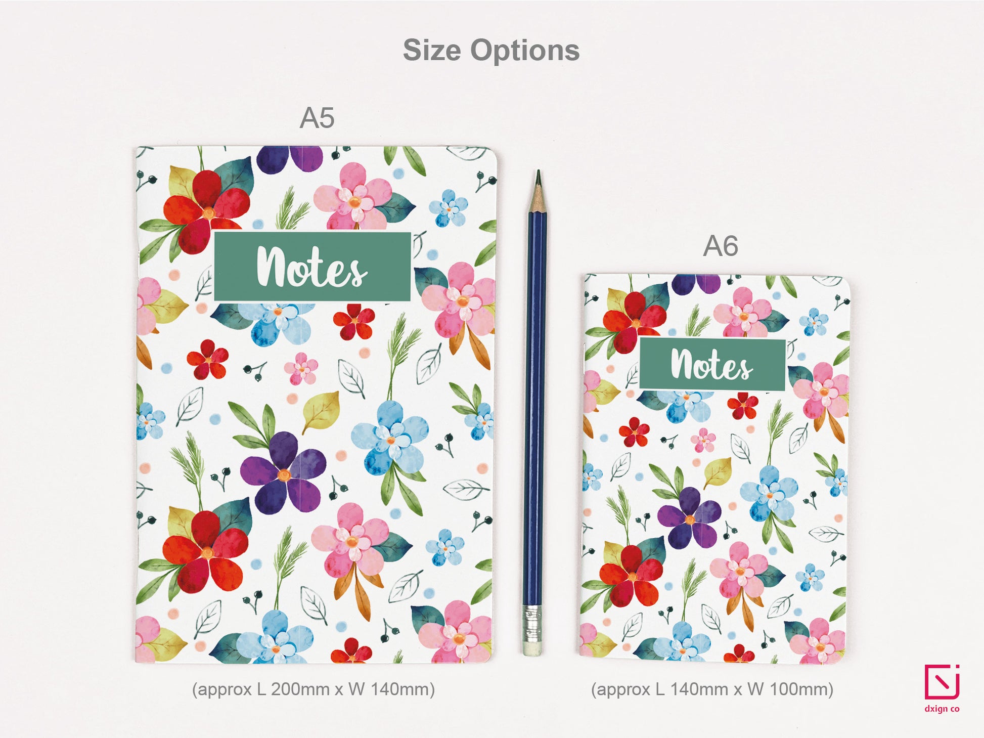 pentunia vibrant coloured flowers design personalised notebook a5 and a6 sizes