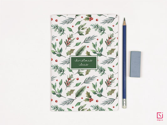 christmas mistletoe design personalised notebook