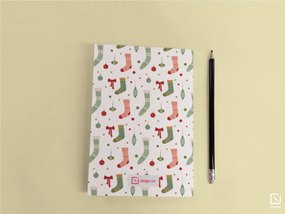 christmas colourful stocking design personalised notebook back cover