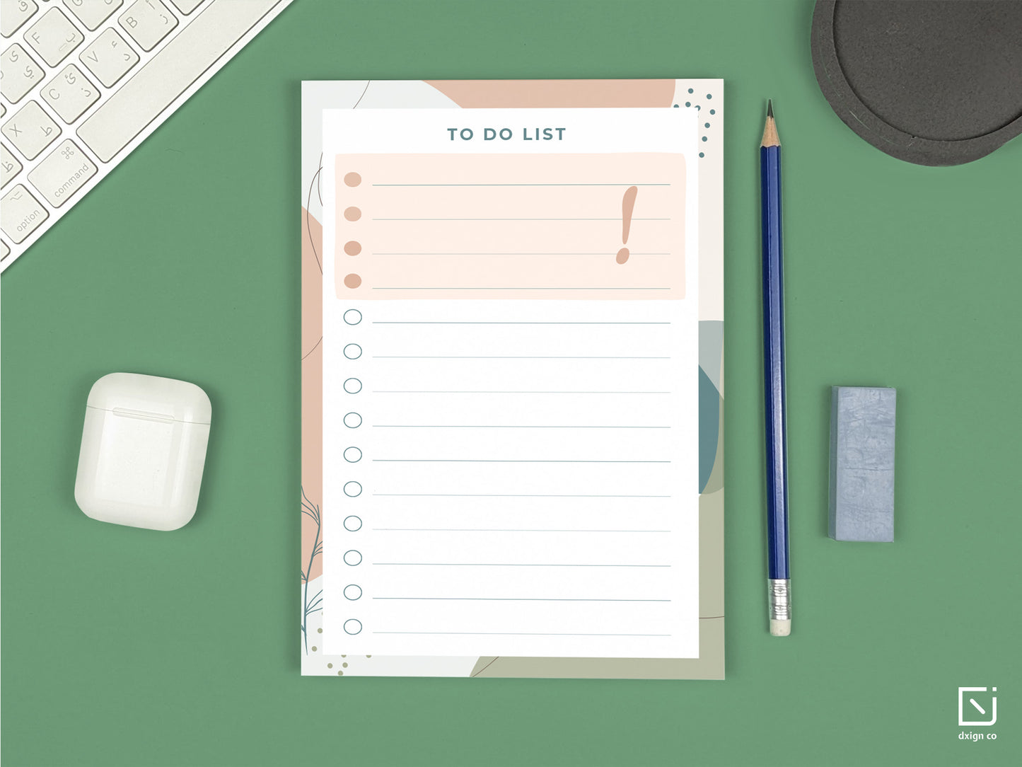 lush green check list to do design personalised notepad on a desk