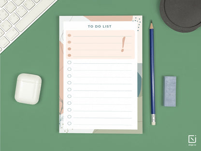 lush green check list to do design personalised notepad on a desk