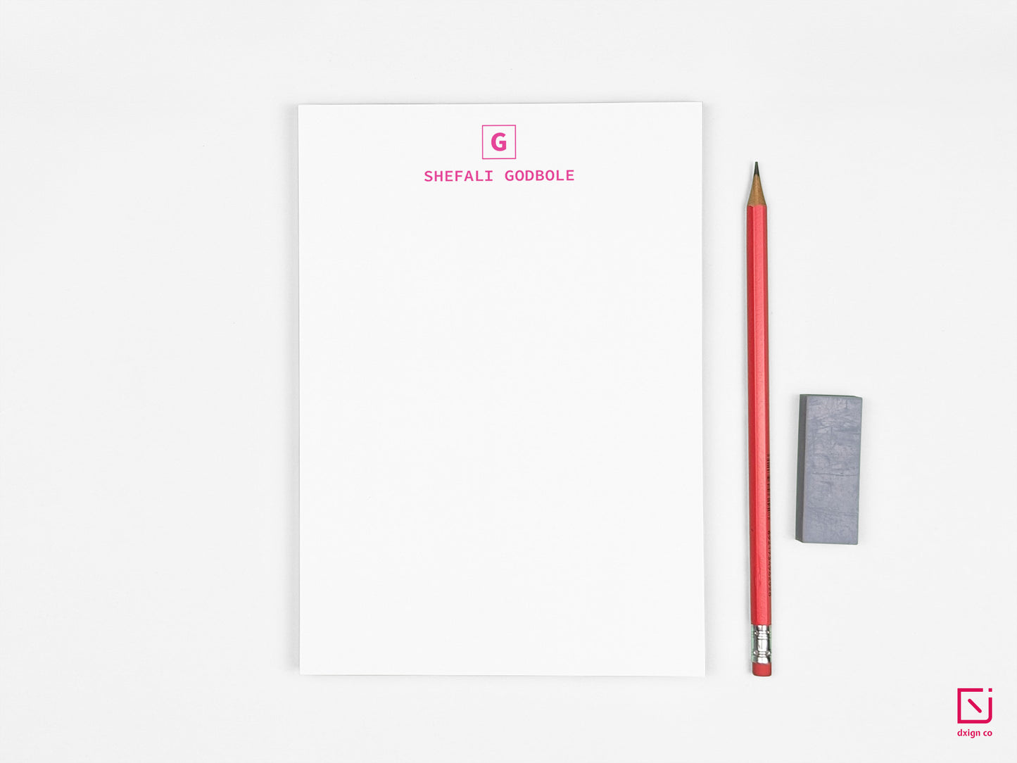 box monogram single initial with name personalised notepad