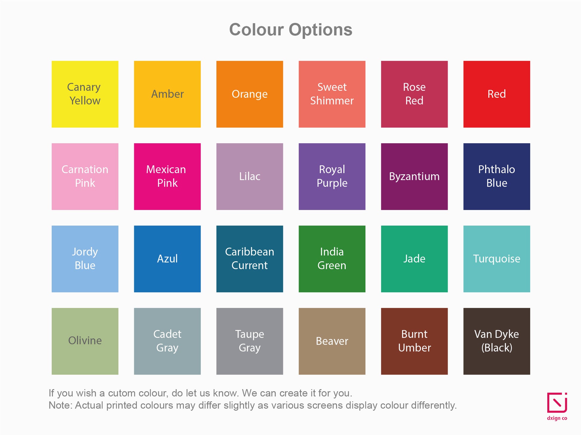 24 colour options to choose for personalised title name on notepad  
