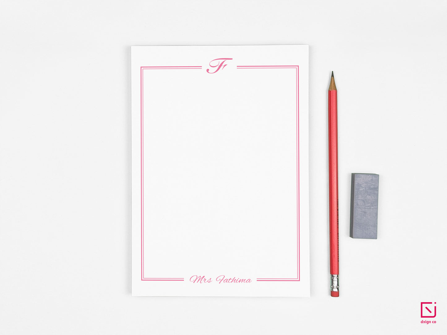 calligraphy monogram single initial with name personalised notepad