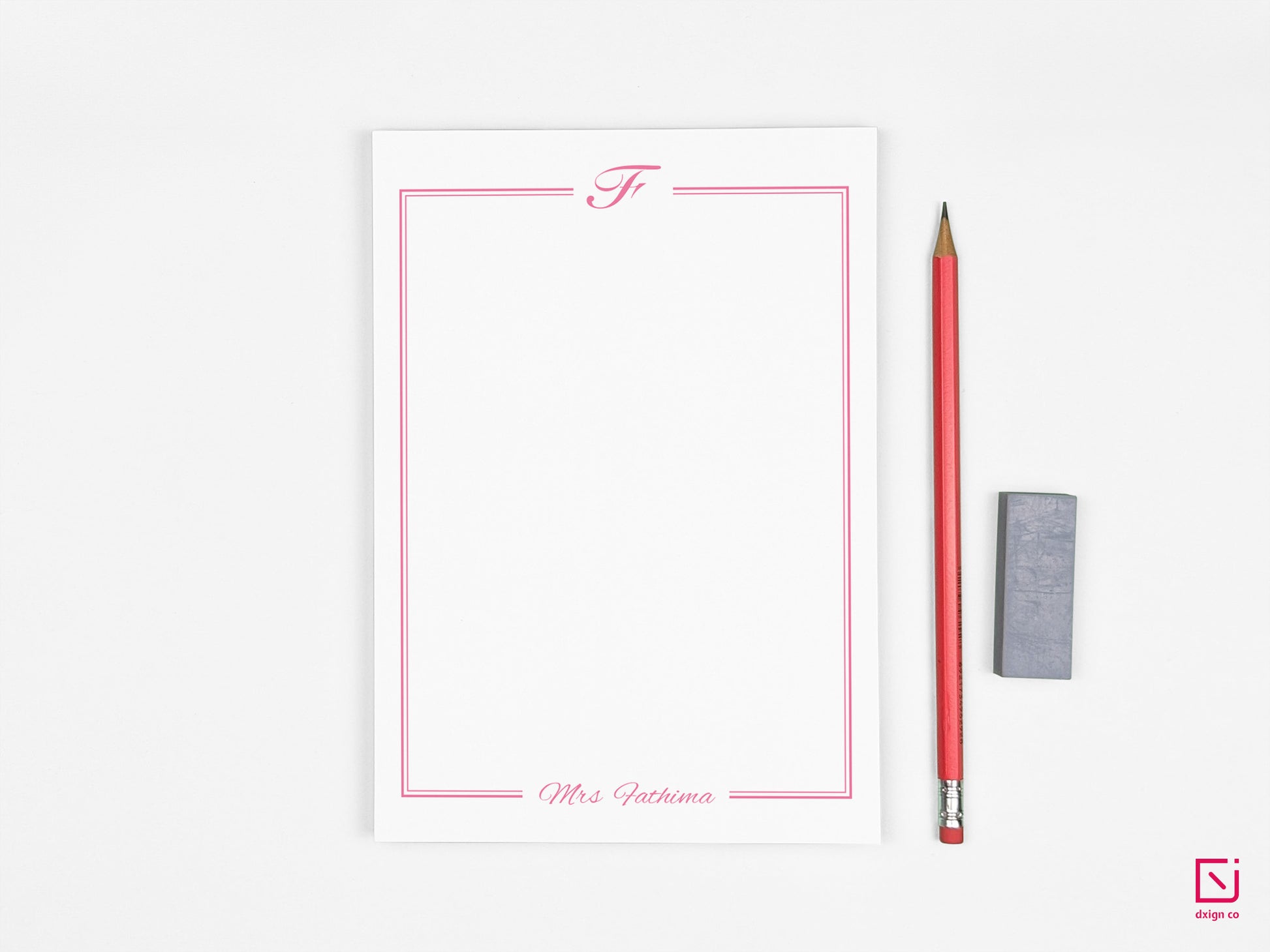 calligraphy monogram single initial with name personalised notepad
