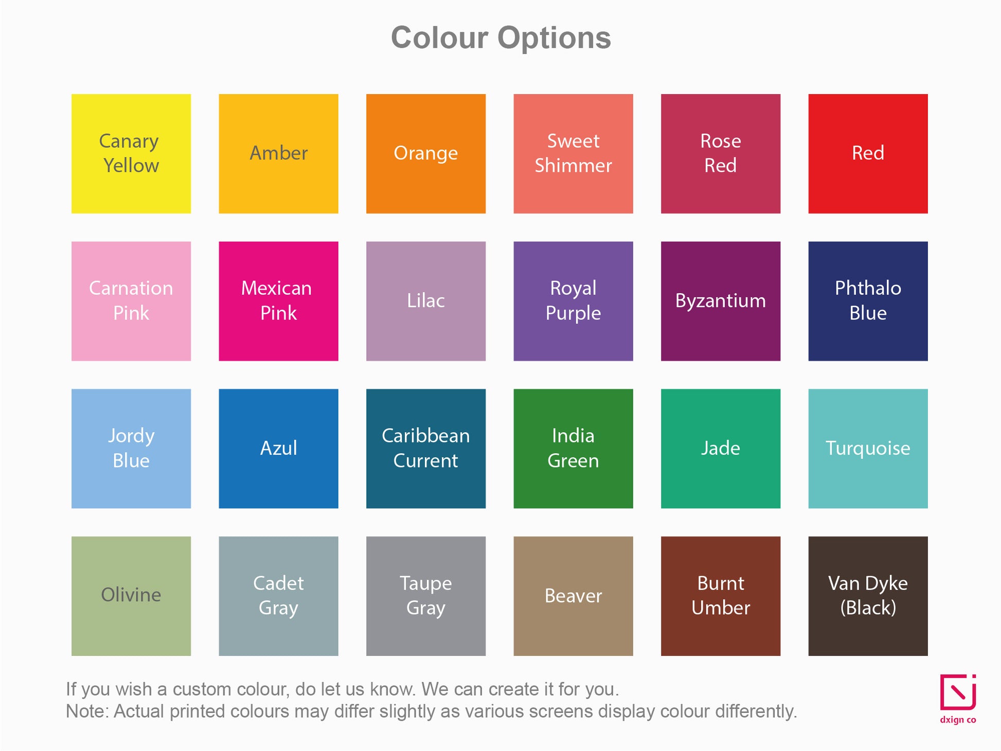 24 colour options to choose for personalised title name on notepad  