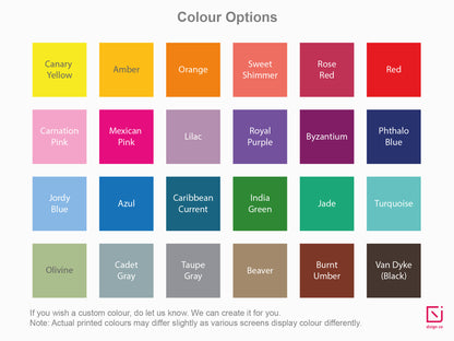 24 colour options to choose for personalised title name on notepad  