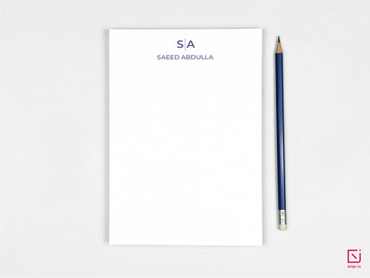 classic monogram two initials with name personalised notepad