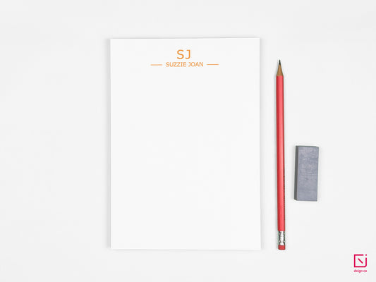 modern monogram two initials with name personalised notepad