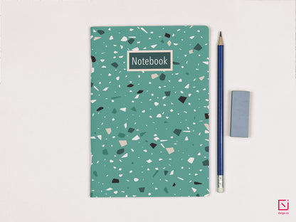 terrazzo print green design personalised notebook