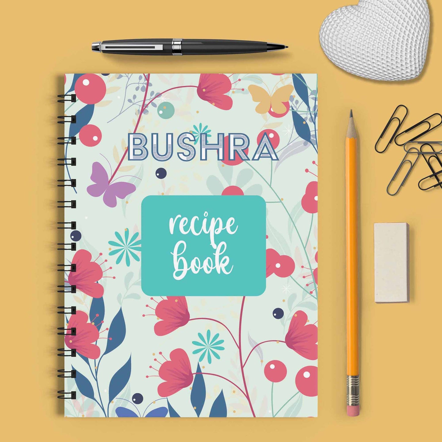 Red Peonies Spiral Recipe Journal