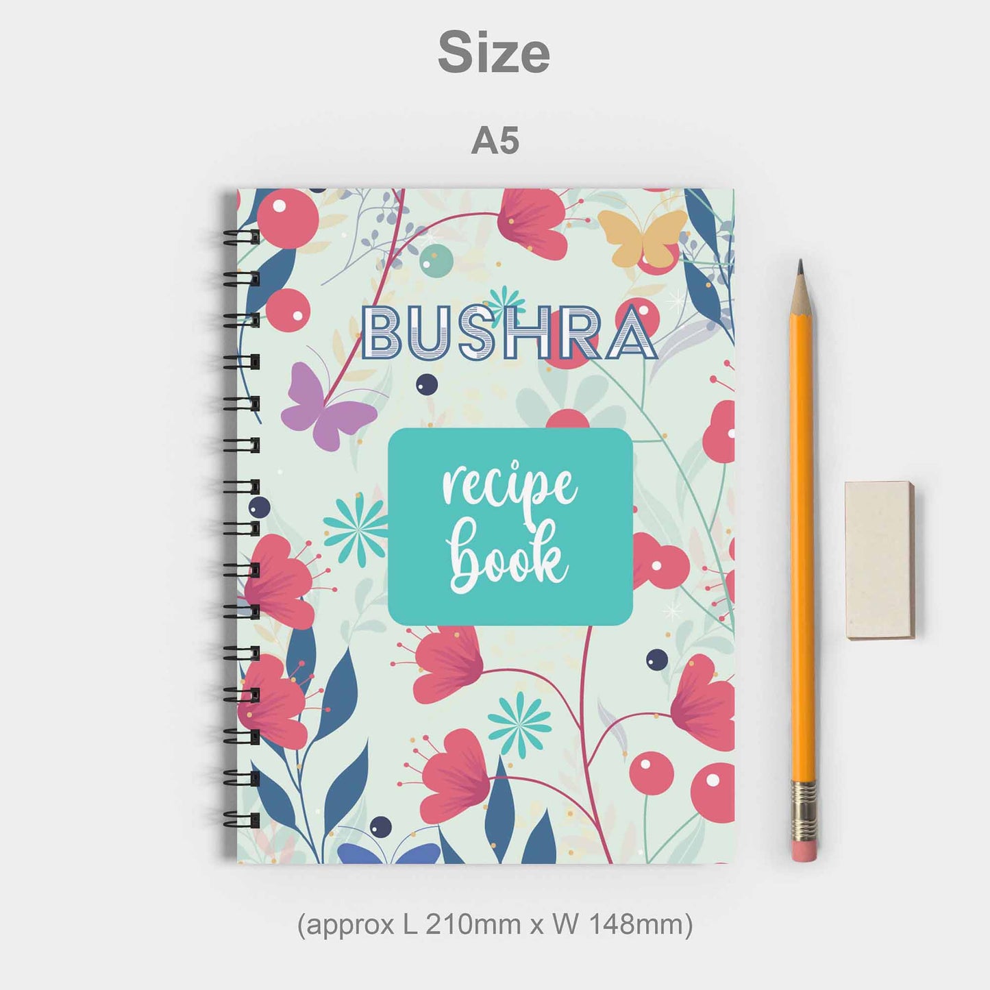 Red Peonies Spiral Recipe Journal